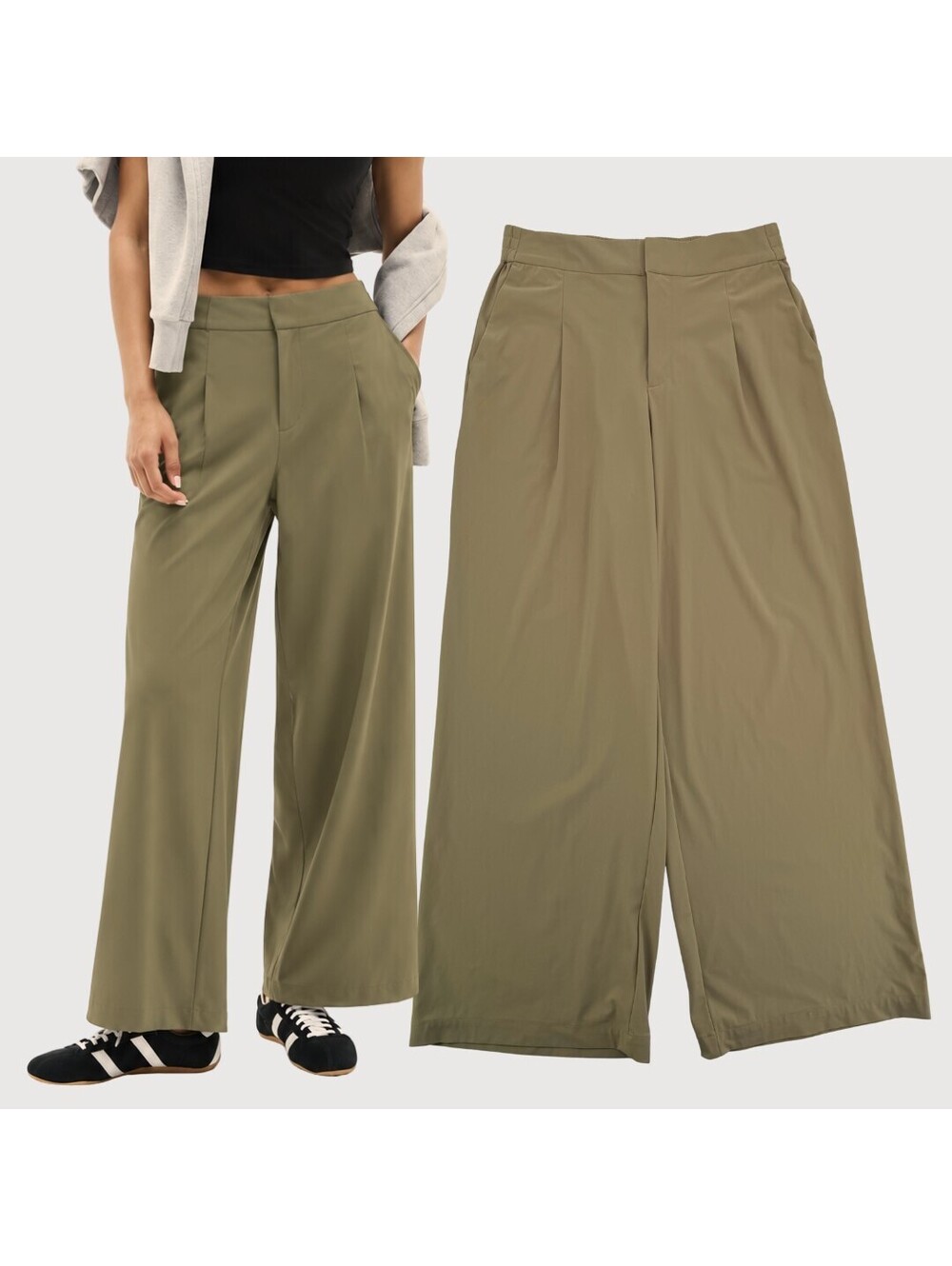 Athleta Pinnacle High Rise Wide Leg Trouser Olive Branch 8